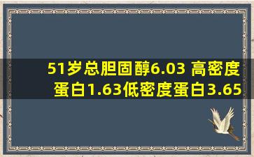 51岁总胆固醇6.03 高密度蛋白1.63低密度蛋白3.65